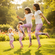 Load image into Gallery viewer, Mother and Three Girls Action Shot Cotton Candy Party Dog Leggings