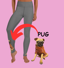 Load image into Gallery viewer, Grey Leggings with Pug - Whimsy Fit Workout Wear