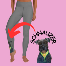 Load image into Gallery viewer, Grey Yoga Leggings with Schnauzer - Whimsy Fit Workout Wear