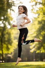 Load image into Gallery viewer, Balancing Act Girls Black Leggings Girl Jumping WHimsy Fit