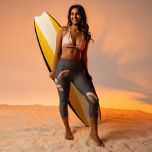 Load image into Gallery viewer, Black Yoga Leggings with Bunny funky pattern Capri Leggings Whimsy Fit for Women