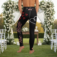 Load image into Gallery viewer, Black Bridesmaid legging Whimsy Fit Bride Yoga Leggings Black with Marriage Altar Background