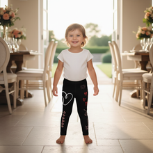 Load image into Gallery viewer, Black Flower Girl Toddler Leggings - Matching Bridal Party Sizes 2T-7Toddler in black Flower Girl leggings