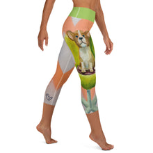 Load image into Gallery viewer, Corgi Capri Yoga Leggings with Corgi Whimsy Fit Right