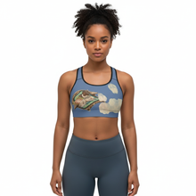 Load image into Gallery viewer, Blue Papillon Sports Bra - Front View 3