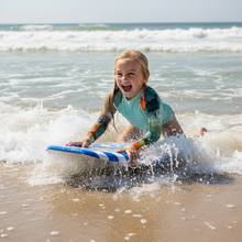 Load image into Gallery viewer, Kids BLue Green Abstract Print Rash Guards Whimsy FIt Mix and Match “Sink or Swim” Matching Mom