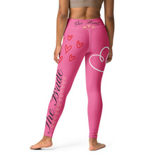 Load image into Gallery viewer, Pink Bride Leggings Matching Bridal Party Leggings back