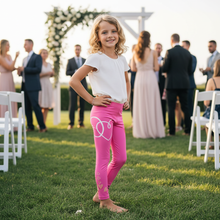 Load image into Gallery viewer, Pink Bridesmaid Girl Toddler Leggings - Matching Bridal Party Sizes 2T-7older-girl-at-weddinggirl at outdoor wedding
