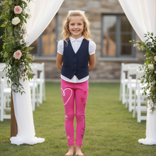 Load image into Gallery viewer, Pink Bridesmaid Girl Toddler Leggings - Matching Bridal Party Sizes 2T-7older-girl-at-wedding girl at wedding