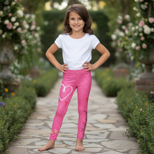 Load image into Gallery viewer, Pink Bridesmaid Girl Toddler Leggings - Matching Bridal Party Sizes 2T-7older-girl-at-wedding Older girl in pink Bridesmaid leggings