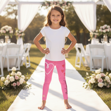 Load image into Gallery viewer, Pink Bridesmaid Girl Toddler Leggings - Matching Bridal Party Sizes 2T-7older-girl-at-wedding girl in pink Bridesmaid leggings
