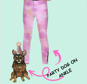 Whimsy Fit "Cotton Candy with Party Dog" Toddler Leggings - Whimsy Fit Workout Wear