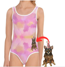 Load image into Gallery viewer, Girls Pink Swimsuit w/ Party Dog by Whimsy Fit

