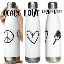 Load image into Gallery viewer, Peace Love & Pickleball Stainless steel Water Bottle Whimsy Fit