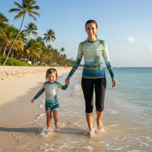 Load image into Gallery viewer, Women's Rash Guard Texas Tea Whimsy Fit UPF 50+ Long Sleeve Swim Shirt Mother daughter matching Texas Tea rash guards