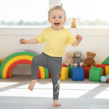 Load image into Gallery viewer, Toddler in Grey Dexter Leggings Grey dexter-leggings-Whimsy Fit Dog Walking Leggings Mother and Daughter Matching Dexter Leggings