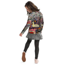 Load image into Gallery viewer, Youth Girls Rash Guard Swim Shirt Abstract print “Crazy Town” Sleeves Whimsy Fit Mix and Match Matching Mom
