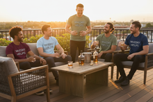 Load image into Gallery viewer, Men on outdoor patio wearing Whisky Helps shirtsWhimsy Fit whisky-helps-Mens shirts