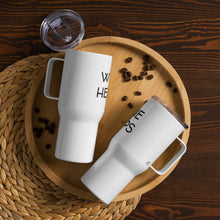 Load image into Gallery viewer, &quot;Wine Helps&quot; Travel mug with Handle - Whimsy Fit Workout Wear
