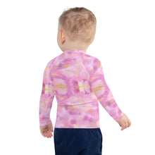 Load image into Gallery viewer, Girls Pink Rash Guard SPF Swim Shirt Dog Print Whimsy Fit “Party Dog”