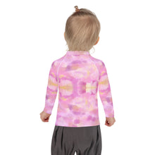 Load image into Gallery viewer, Girls Pink Rash Guard SPF Swim Shirt Dog Print Whimsy Fit “Party Dog”