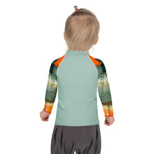 Load image into Gallery viewer, Kids BLue Green Abstract Print Rash Guards Whimsy FIt Mix and Match “Sink or Swim” Matching Mom