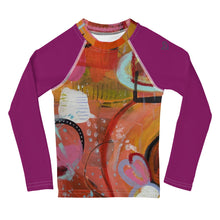 Load image into Gallery viewer, Kids Rash Guard Girls Rash Guard SPF Abstract Print SPF