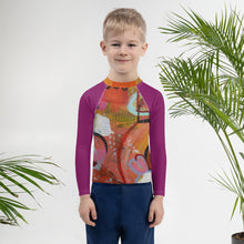Load image into Gallery viewer, Kids Rash Guard Girls Rash Guard SPF Abstract Print SPF