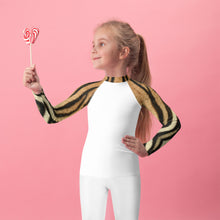 Load image into Gallery viewer, Kids Rash Guard Tiger Print Whimsy Fit UPF 50+ Long Sleeve Swim Shirt