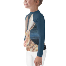 Load image into Gallery viewer, Kids Jack Rabbit Print Blue Rash Guard Whimsy Fit Bunny Mix and Match Matching Mom