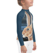 Load image into Gallery viewer, Kids Jack Rabbit Print Blue Rash Guard Whimsy Fit Bunny Mix and Match Matching Mom
