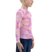 Load image into Gallery viewer, Girls Pink Rash Guard SPF Swim Shirt Dog Print Whimsy Fit “Party Dog”