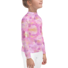 Load image into Gallery viewer, Girls Pink Rash Guard SPF Swim Shirt Dog Print Whimsy Fit “Party Dog”