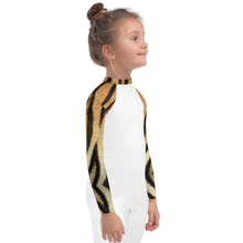 Load image into Gallery viewer, Kids Rash Guard Tiger Print Whimsy Fit UPF 50+ Long Sleeve Swim Shirt