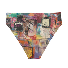 Load image into Gallery viewer, Whimsy Fit High-waisted Abstract Print bikini bottom "Breeze" with matching Rash Guard. Mix & Match Bathing suit