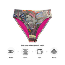 Load image into Gallery viewer, Whimsy Fit High-waisted Abstract Print bikini bottom "Breeze" with matching Rash Guard. Mix & Match Bathing suit
