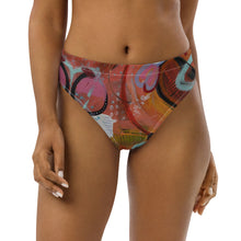 Load image into Gallery viewer, Whimsy Fit High-waisted Abstract Print bikini bottom "Breeze" with matching Rash Guard. Mix & Match Bathing suit