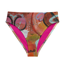 Load image into Gallery viewer, Whimsy Fit High-waisted Abstract Print bikini bottom "Breeze" with matching Rash Guard. Mix & Match Bathing suit