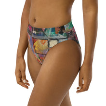 Load image into Gallery viewer, Whimsy Fit High-waisted Abstract Print bikini bottom "Breeze" with matching Rash Guard. Mix & Match Bathing suit