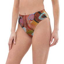Load image into Gallery viewer, Whimsy Fit High-waisted Abstract Print bikini bottom "Breeze" with matching Rash Guard. Mix & Match Bathing suit