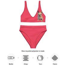 Load image into Gallery viewer, Whimsy Fit Black high-waisted bikini with White French Bulldog - Whimsy Fit Workout Wear