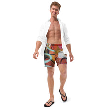 Load image into Gallery viewer, Men's quick-dry swim trunks front secondary angle - Circles in the Sand beach shorts with drawstring