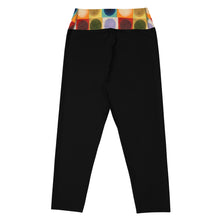 Load image into Gallery viewer, Black Yoga Capri Leggings Colorful Waistband Womens Leggings Whimsy FIt
