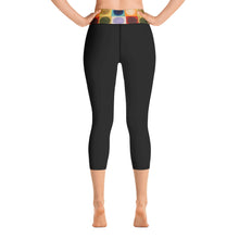 Load image into Gallery viewer, Black Yoga Capri Leggings Colorful Waistband Womens Leggings Whimsy FIt