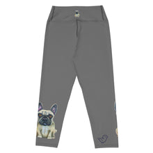 Load image into Gallery viewer, Whimsy Fit Grey Yoga Capri Leggings French Bulldog for Women