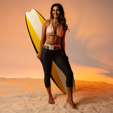 Load image into Gallery viewer, Black Yoga Capri Leggings Colorful Waistband Womens Leggings Whimsy FIt