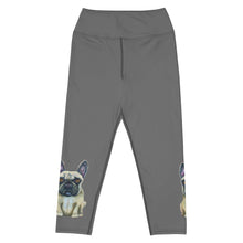 Load image into Gallery viewer, Whimsy Fit Grey Yoga Capri Leggings French Bulldog for Women