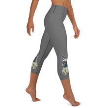Load image into Gallery viewer, Whimsy Fit Grey Yoga Capri Leggings French Bulldog for Women