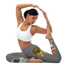 Load image into Gallery viewer, Whimsy Fit Grey Yoga Leggings with "Pomeranian & Frenchies" High Waist Leggings