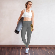 Load image into Gallery viewer, Whimsy Fit Grey Yoga Leggings with "Pomeranian & Frenchies" High Waist Leggings